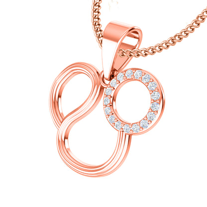 Ciondolo con segno del leone in moissanite da 0,085 ct RKC, gioielli in argento 925, placcato in oro rosa 14 carati, 3,40 g, altezza 18,50 mm