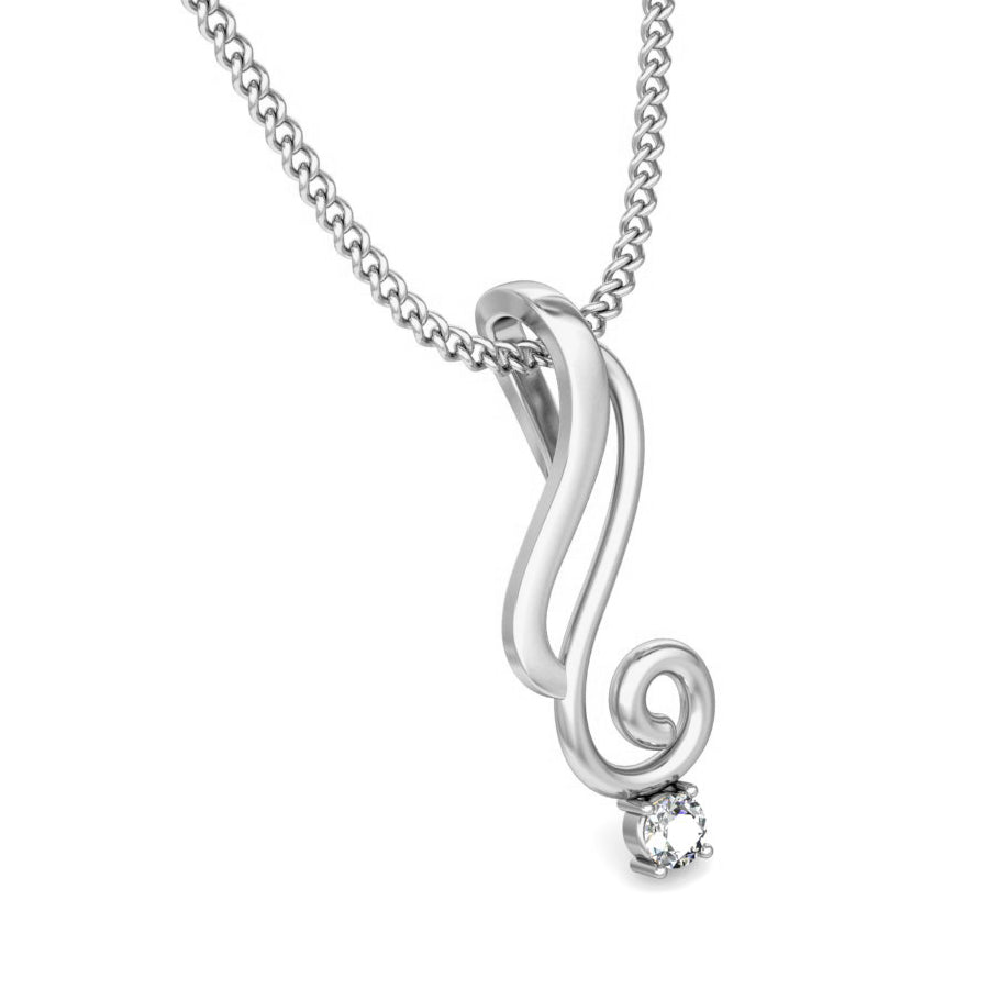 Ciondolo in moissanite da donna in argento sterling 925 RKC da 0,03 ct, finitura in oro rosa 14 carati, peso 2,5 g, altezza 16 mm