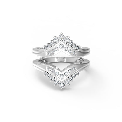 RKC Moissanit 925 Sterling Silber Hochzeit Enhancer Guard Verlobungsring 14 Karat Roségold vergoldet, Gewicht 6 g, Breite 6,50 mm