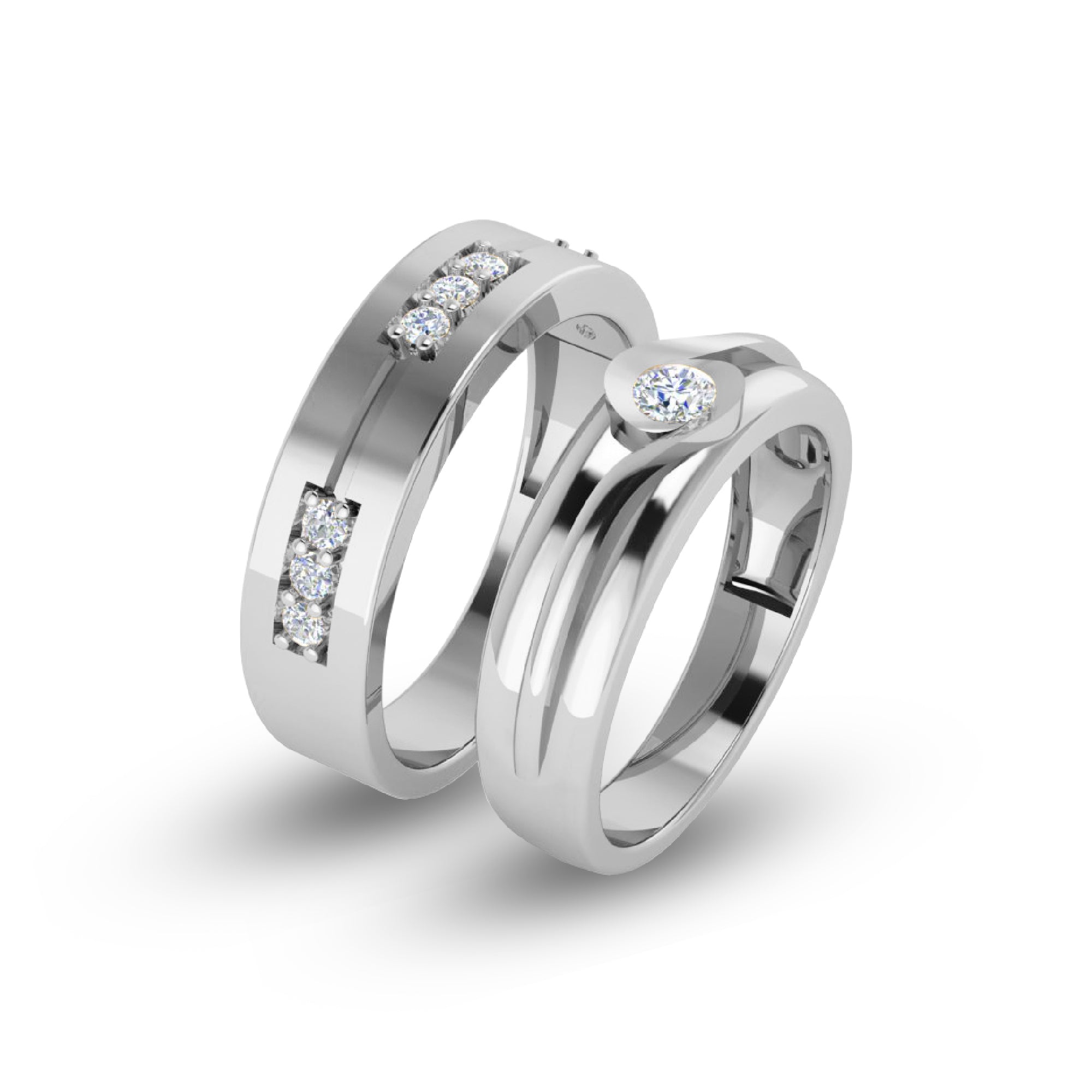 RKC Runde 0,44 Karat Moissanit-925-Silber-Hochzeitspaar-Bänder für die Braut, 14 Karat Roségold vergoldet, Gewicht 8 g
