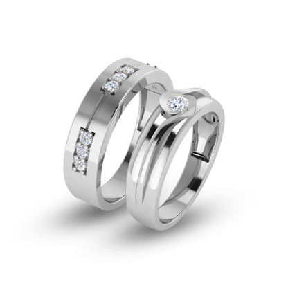 RKC Runde 0,44 Karat Moissanit-925-Silber-Hochzeitspaar-Bänder für die Braut, 14 Karat Roségold vergoldet, Gewicht 8 g