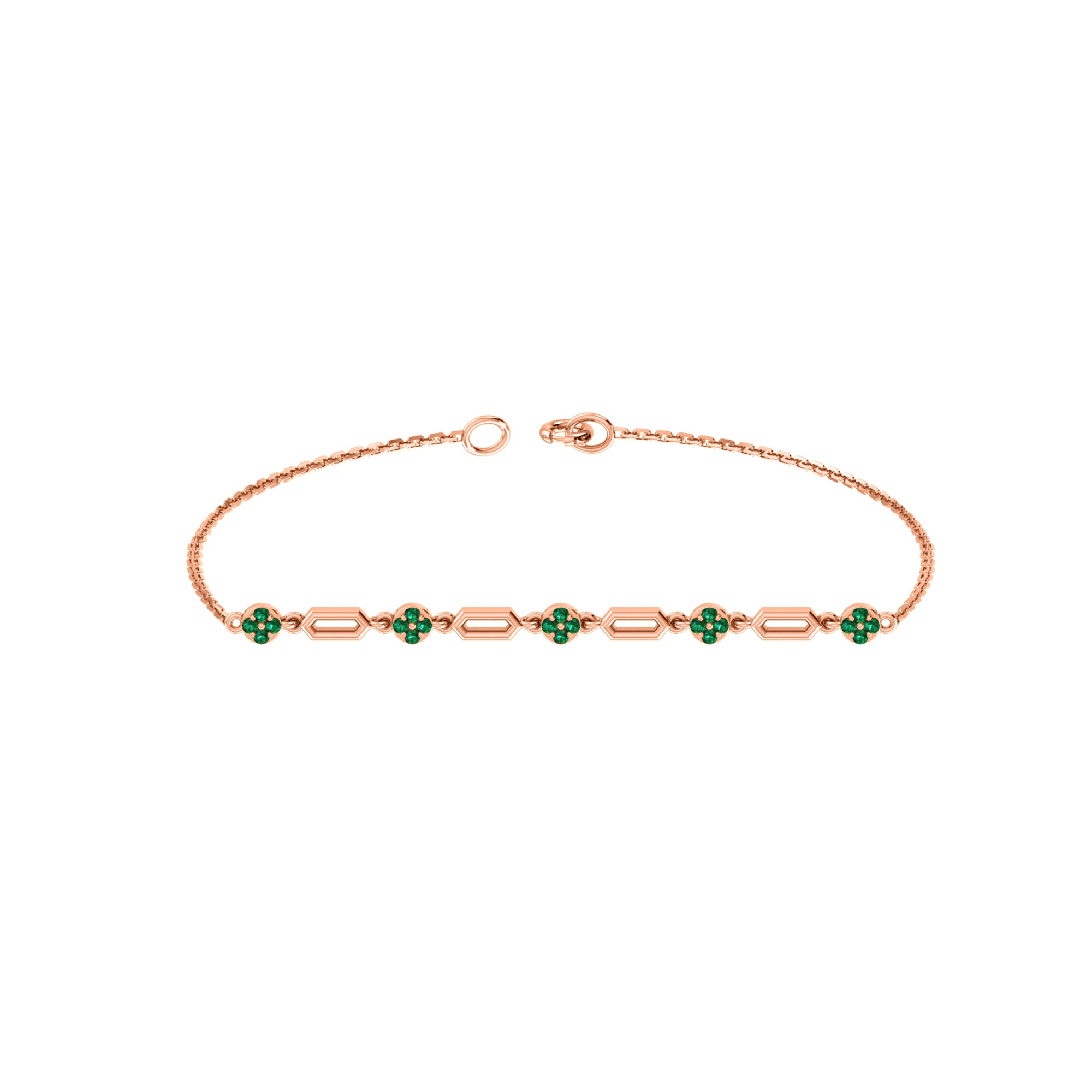 RKC 925 Sterling Silber 0,3 CT Edelstein für Damenarmband, 14 Karat Roségold vergoldet, Gewicht 3,70 GM