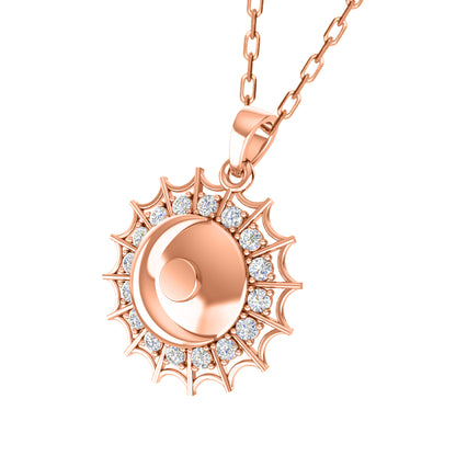 Ciondolo luna Moissanite RKC da 0,48 ct, gioielli in argento 925, placcato oro giallo 14 carati, 4,80 g, altezza 27 mm