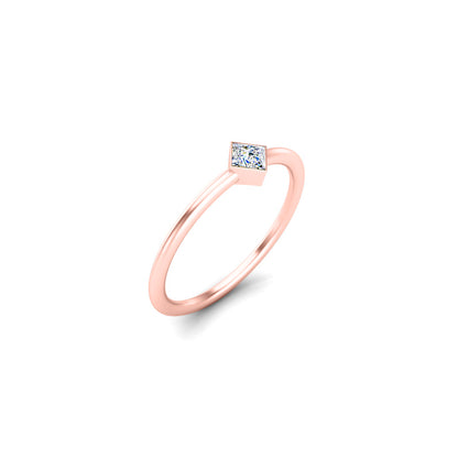 RKC Princess Cut Moissanit Solitär Verlobungsring 925 Silber 14K Roségold vergoldet