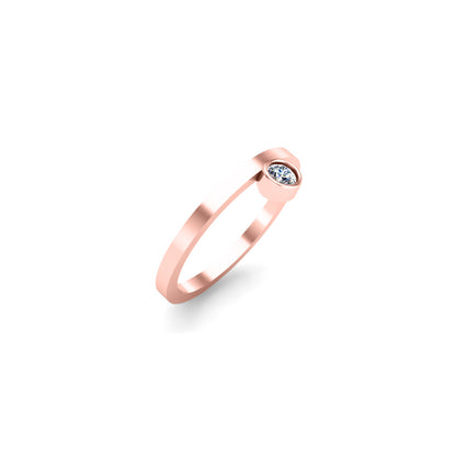 Anello di fidanzamento rotondo in moissanite RKC da 3 mm in argento 925 placcato in oro giallo 14k per donna Peso 1,40 g Larghezza 1,60 mm
