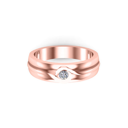 RKC 0,08 Karat Moissanit-Verlobungsring, 925er Silber, 14 Karat Roségold vergoldet, für Herren, Gewicht 3 g, Breite 4,50 mm