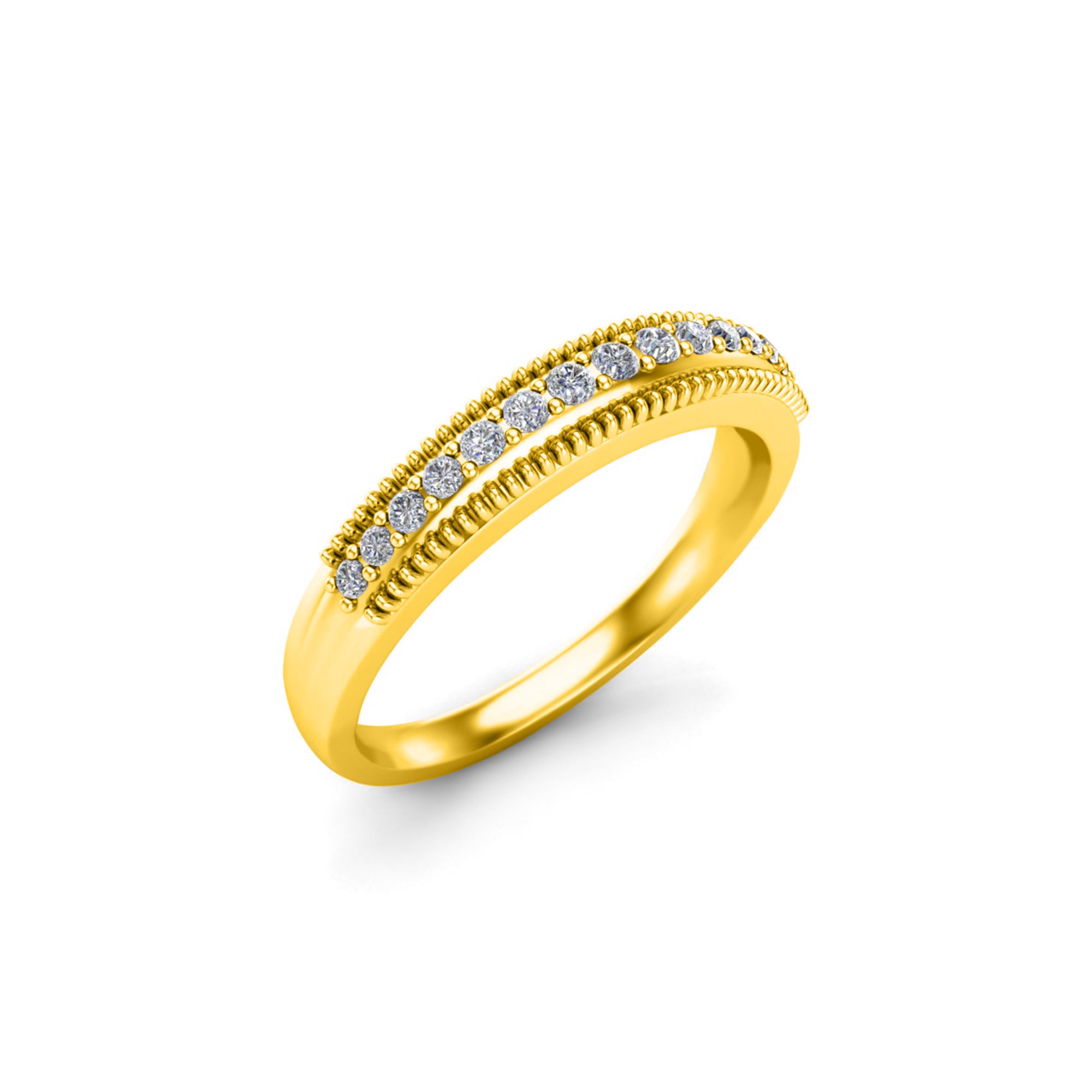 Anello a fascia nuziale mezza eternità rotondo RKC con moissanite, argento sterling 925, placcato oro rosa 14 carati, peso 3,80 g, larghezza 2 mm
