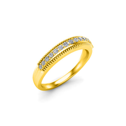 Anello a fascia nuziale mezza eternità rotondo RKC con moissanite, argento sterling 925, placcato oro rosa 14 carati, peso 3,80 g, larghezza 2 mm