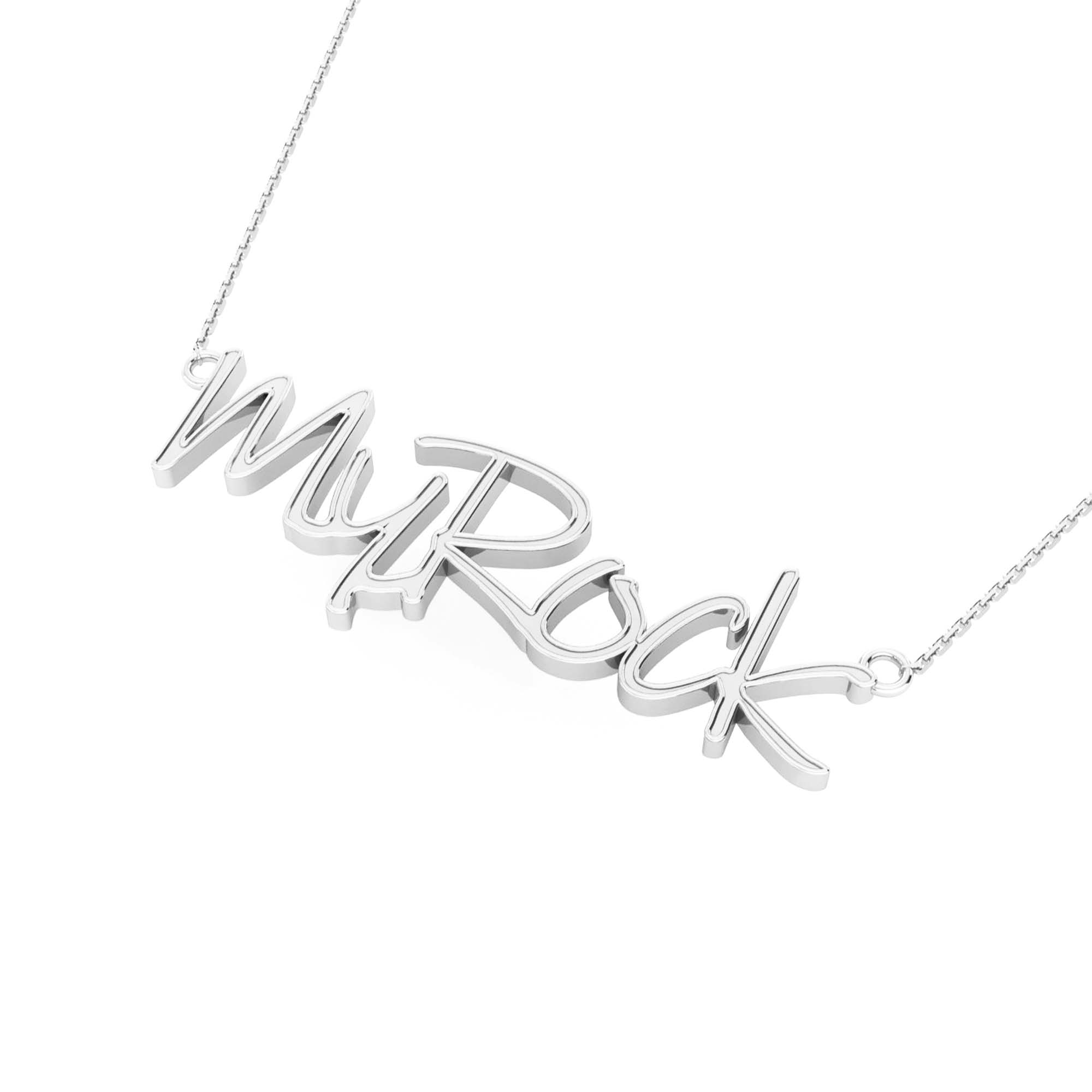 RKC 14k Yellow Gold Plated Name Pendant Necklace 925 Silver Weight 4 gm and height 12mm