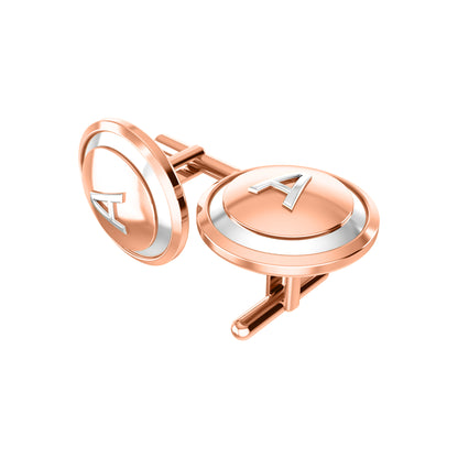 Gemelli e spilla in argento sterling RKC 925, placcato in oro giallo 14 carati, peso del prodotto: 3,20 g.
