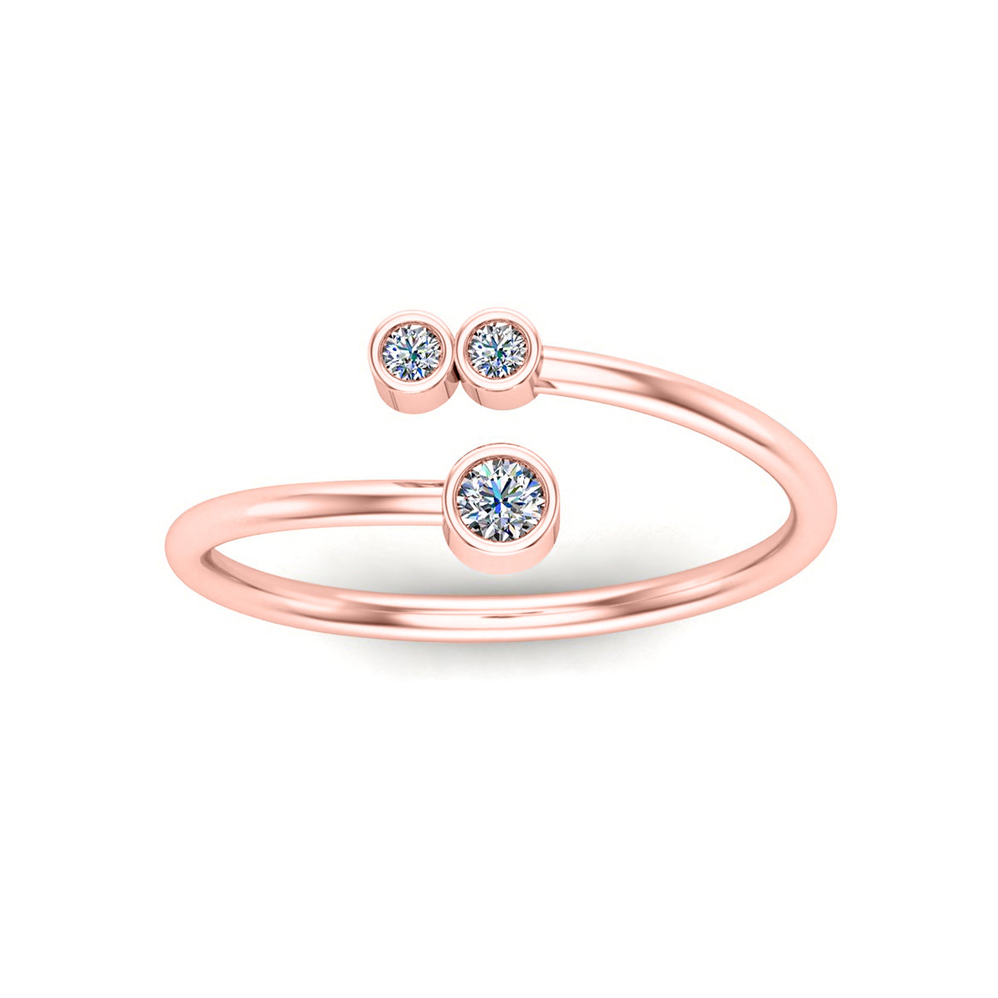 RKC 925 Argento Moissanite Fascia aperta per la sua promessa Anello bypass Fascia placcata oro rosa 14 carati Peso 1,6 g