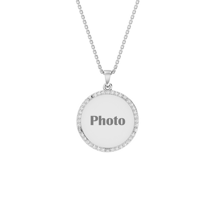 RKC Memory Photo Certified Moissanite Pendant Necklace 14k Yellow Gold Plated 925 Silver