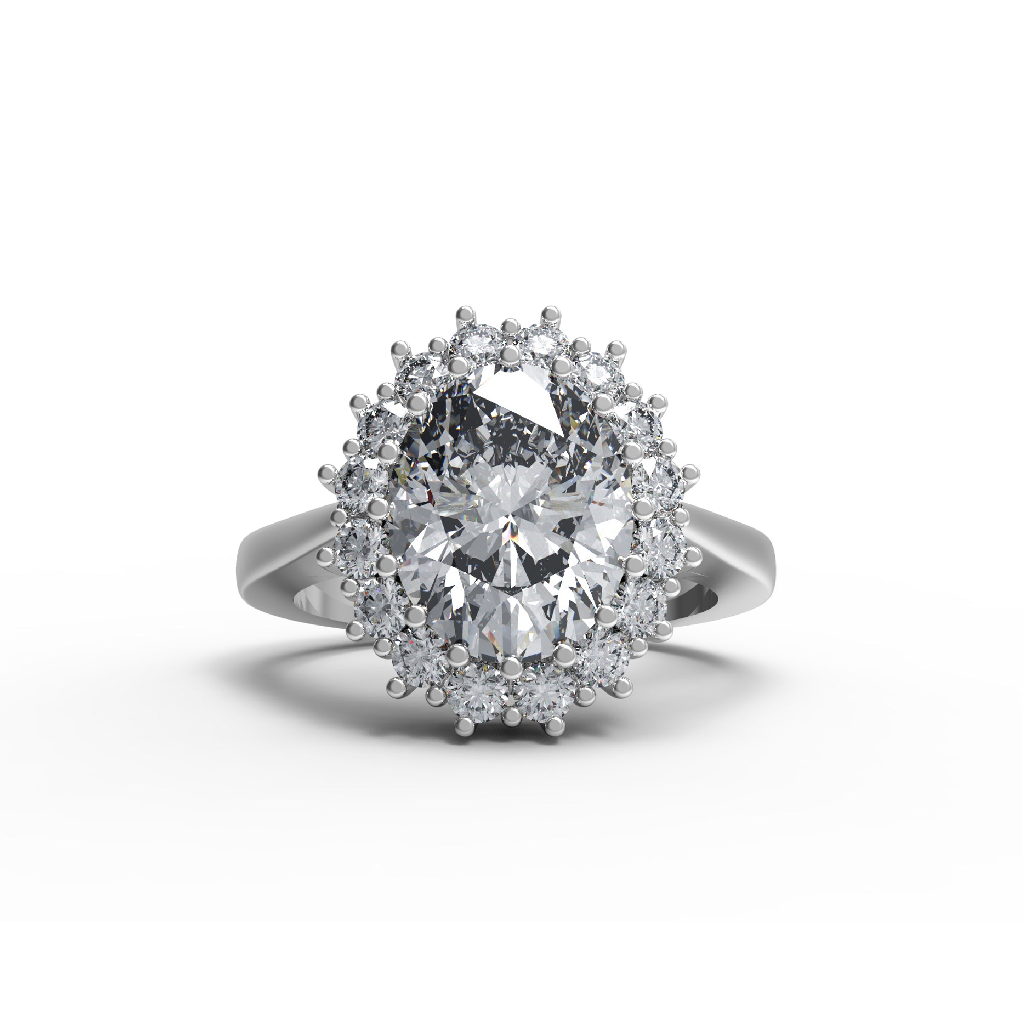 RKC Oval geschnittener Moissanit-Halo-Hochzeitstagsring, 925er Sterlingsilber, 14 Karat Gelbgold vergoldet, Gewicht 4 g, Breite 2,50 mm