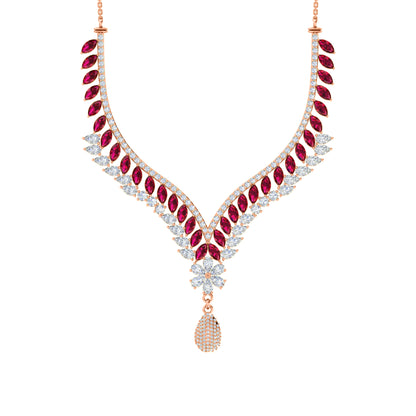 Charmante RKC 18 CT Moissanit-Halskette, 925er Silber, 14 Karat Roségold plattiert, Produktgewicht: 17,00 GM, Höhe: 100,00 mm