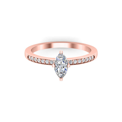Solitario RKC Marquise Moissanite con accenti Fede nuziale in argento 925 placcato oro giallo 1,60 g