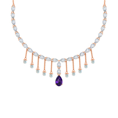 RKC Silver Statement Necklace 24 Carat Cubic Zirconia Necklace For Our Better Half Person Weight- 15gm