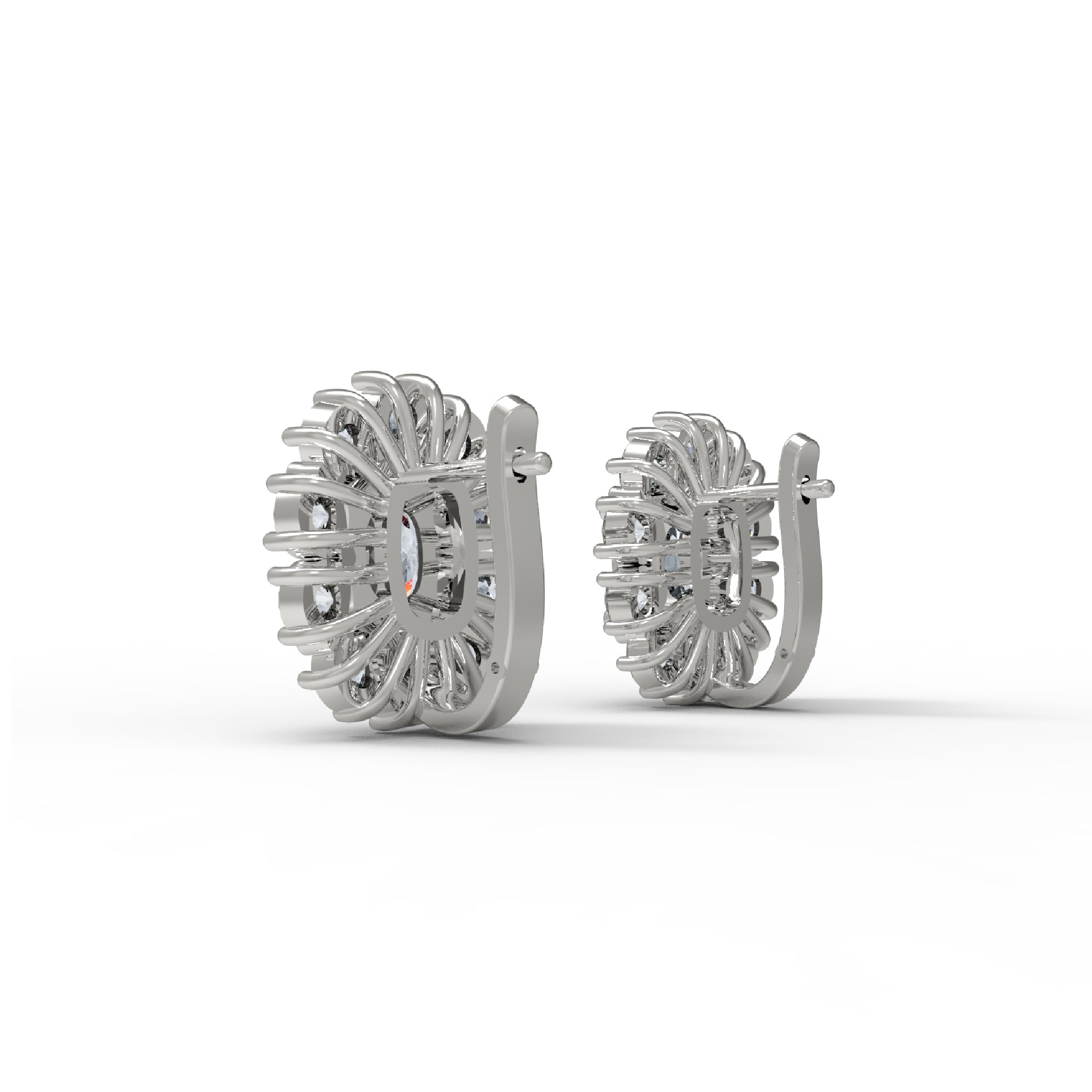 Orecchino da donna a bottone in argento sterling RKC 925 con rosa 14k sopra il prodotto Peso 7,50 GM Altezza 18,50 MM