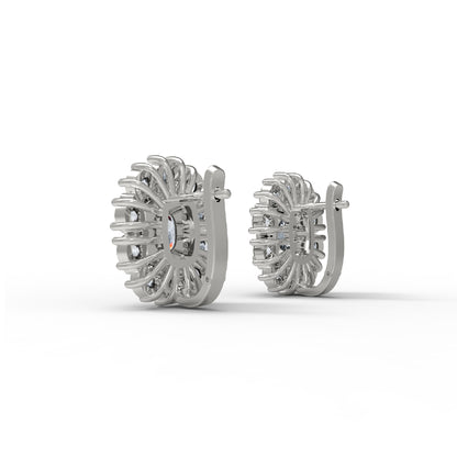 Orecchino da donna a bottone in argento sterling RKC 925 con rosa 14k sopra il prodotto Peso 7,50 GM Altezza 18,50 MM