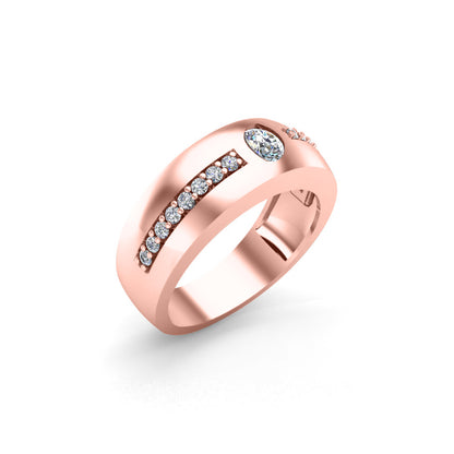 RKC Rundschliff-Moissanit-Verlobungsring, 925er Silber, 18 Karat Roségold vergoldet, für Herren, Gewicht 4 g, Breite 4,50 mm