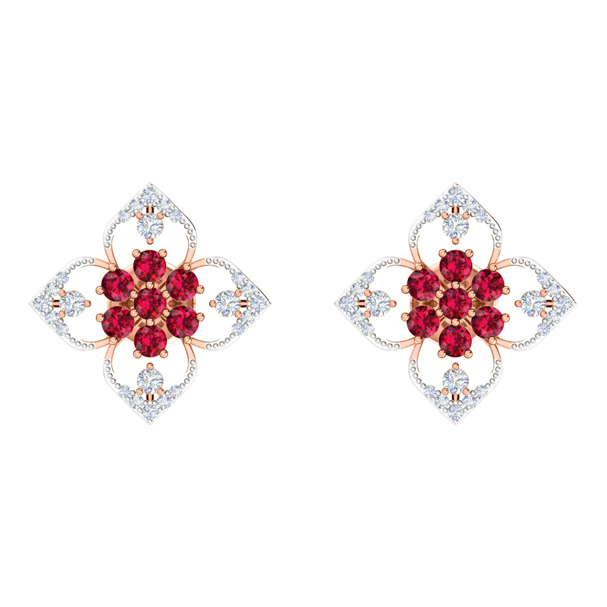 RKC 925 Sterling Silber Damen-Ohrring mit Blumenmuster für den täglichen Gebrauch, 14 Karat Gelb, Produktgewicht: 2,80 GM, Höhe: 14,70 mm