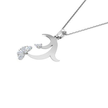 RKC Rose Gold Elegant Moissanite Flower Pendant With Chain