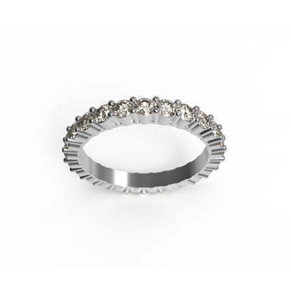 RKC Moissanit Full Eternity Bandring aus 925er Sterlingsilber mit Gelbgoldbeschichtung, Gewicht 2,80 ct, Breite 2,50 mm