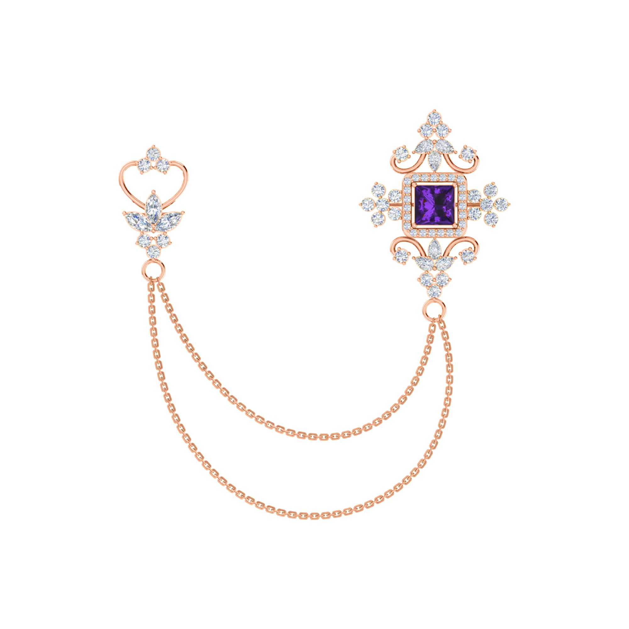 Spilla RKC Moissanite in argento sterling 925, prodotto placcato in oro rosa 14 carati, peso 6,10 GM, altezza 40,50 MM