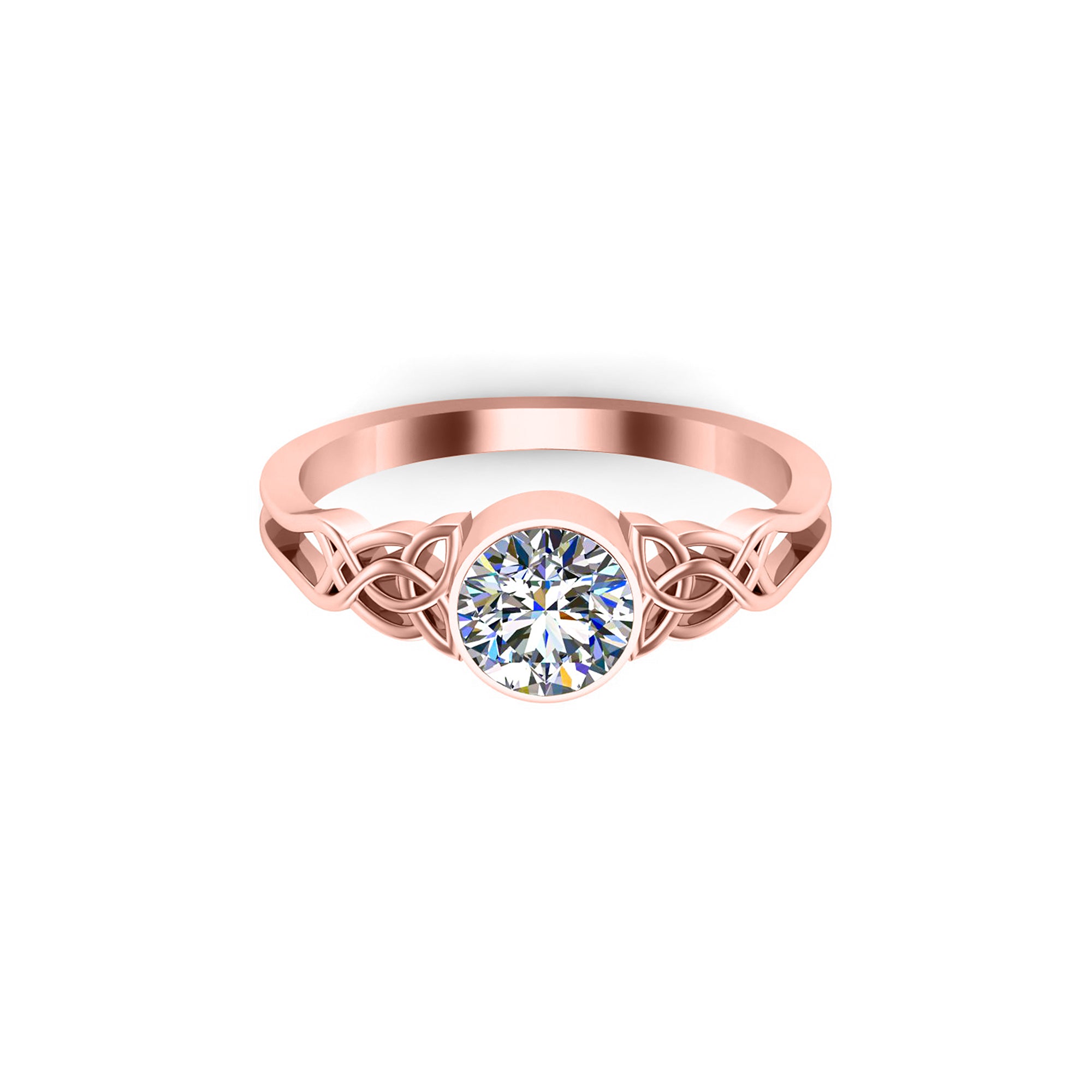 Anello solitario di fidanzamento con moissanite a taglio rotondo RKC, argento 925 placcato in oro giallo 14k, peso 3,50 g, larghezza 2 mm