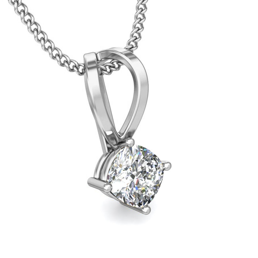 Ciondolo da donna solitario in moissanite da 0,48 ct in argento sterling 925 RKC, finitura in oro rosa 14 carati, peso 2,8 g, altezza 13 mm