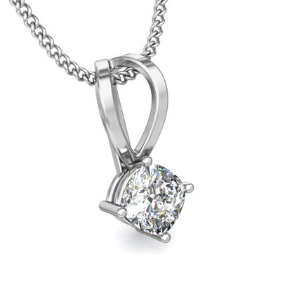 Ciondolo da donna solitario in moissanite da 0,48 ct in argento sterling 925 RKC, finitura in oro rosa 14 carati, peso 2,8 g, altezza 13 mm