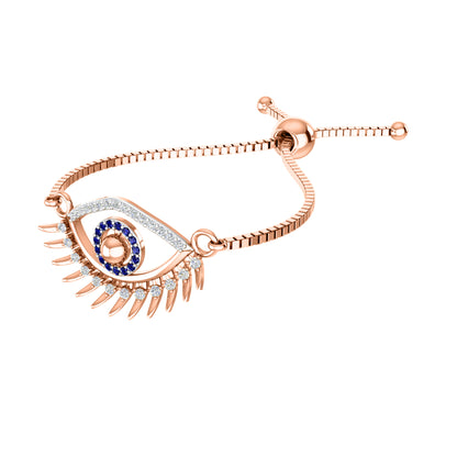 Bracciale da donna con pietre preziose multiple in argento sterling 925 RKC da 0,14 ct, placcato in oro giallo 14 carati, peso 3,80 GM, altezza 10,00 mm