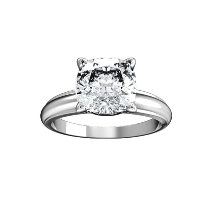 RKC Taglio cuscino Moissanite Solitaire Valentine Propose Anello Argento sterling 925 Oro rosa 14 carati su peso 3,60 g Larghezza 2,30 mm