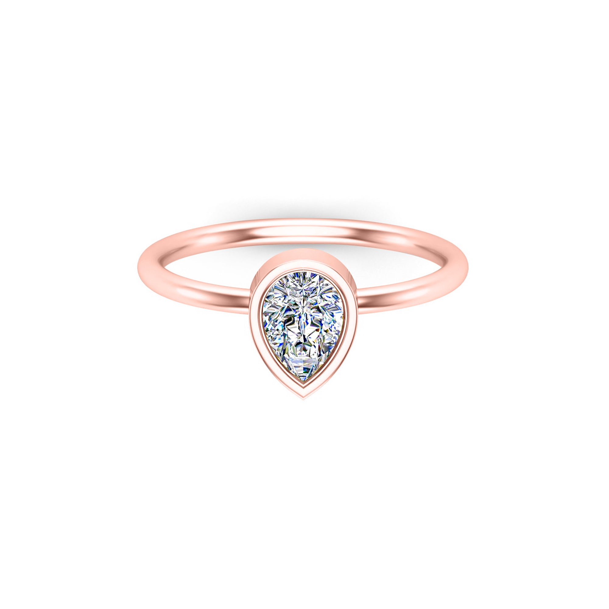 Anello nuziale solitario in moissanite con taglio a pera RKC per lei Anello di promessa in argento 925 placcato in oro rosa 14 carati Peso 2 g
