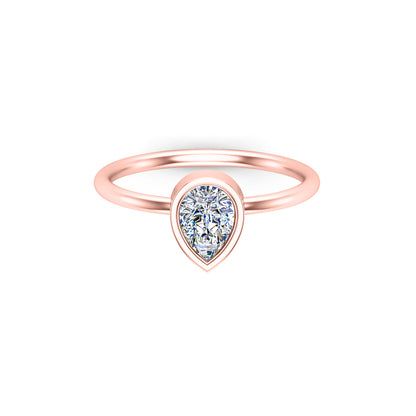 Anello nuziale solitario in moissanite con taglio a pera RKC per lei Anello di promessa in argento 925 placcato in oro rosa 14 carati Peso 2 g