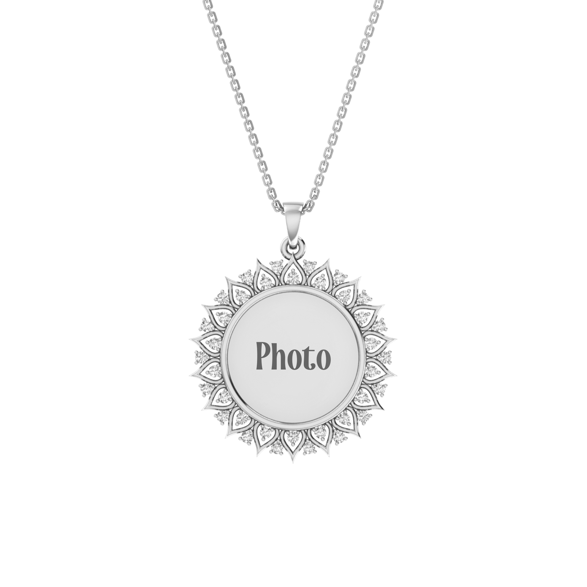 RKC Moissanite/ Cubic Zirconia Photo Pendant Necklace 14k Yellow Gold Plated Weight-6gm