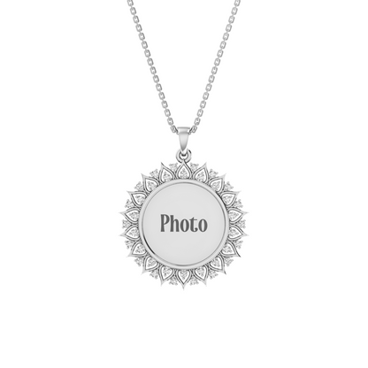RKC Moissanite/ Cubic Zirconia Photo Pendant Necklace 14k Yellow Gold Plated Weight-6gm