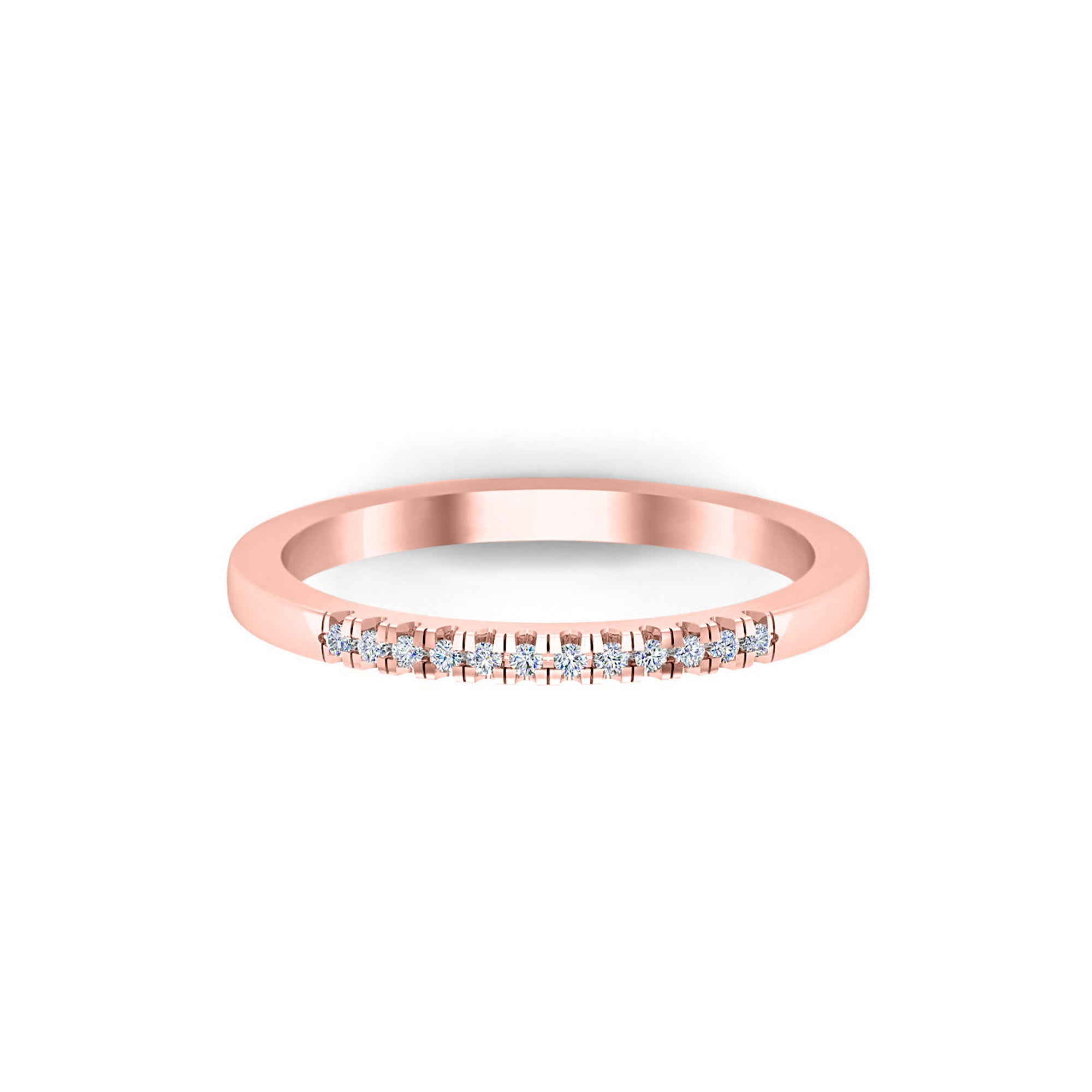 RKC Moissanite Half Eternity Promise Band Anello in argento sterling 925 in oro giallo 14K su fascia per lei Peso 1,60 g Larghezza 1,70 mm