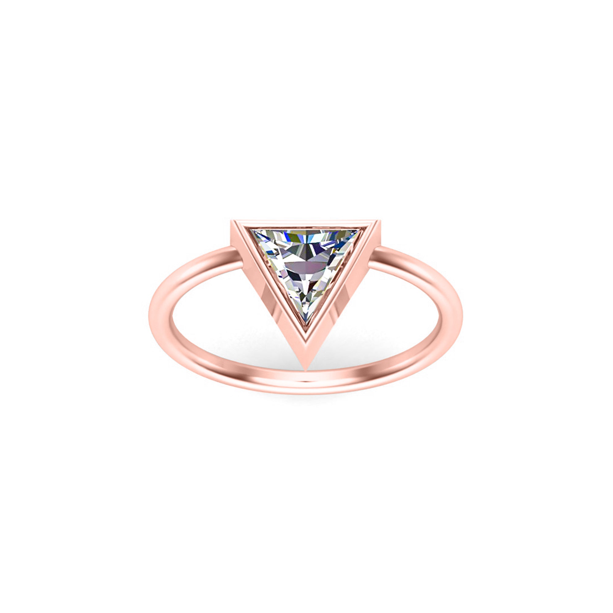 Fede nuziale da donna con taglio Trillion RKC Anello solitario in argento 925 placcato in oro bianco 14 carati Peso 2,20 g Larghezza 1,80 mm