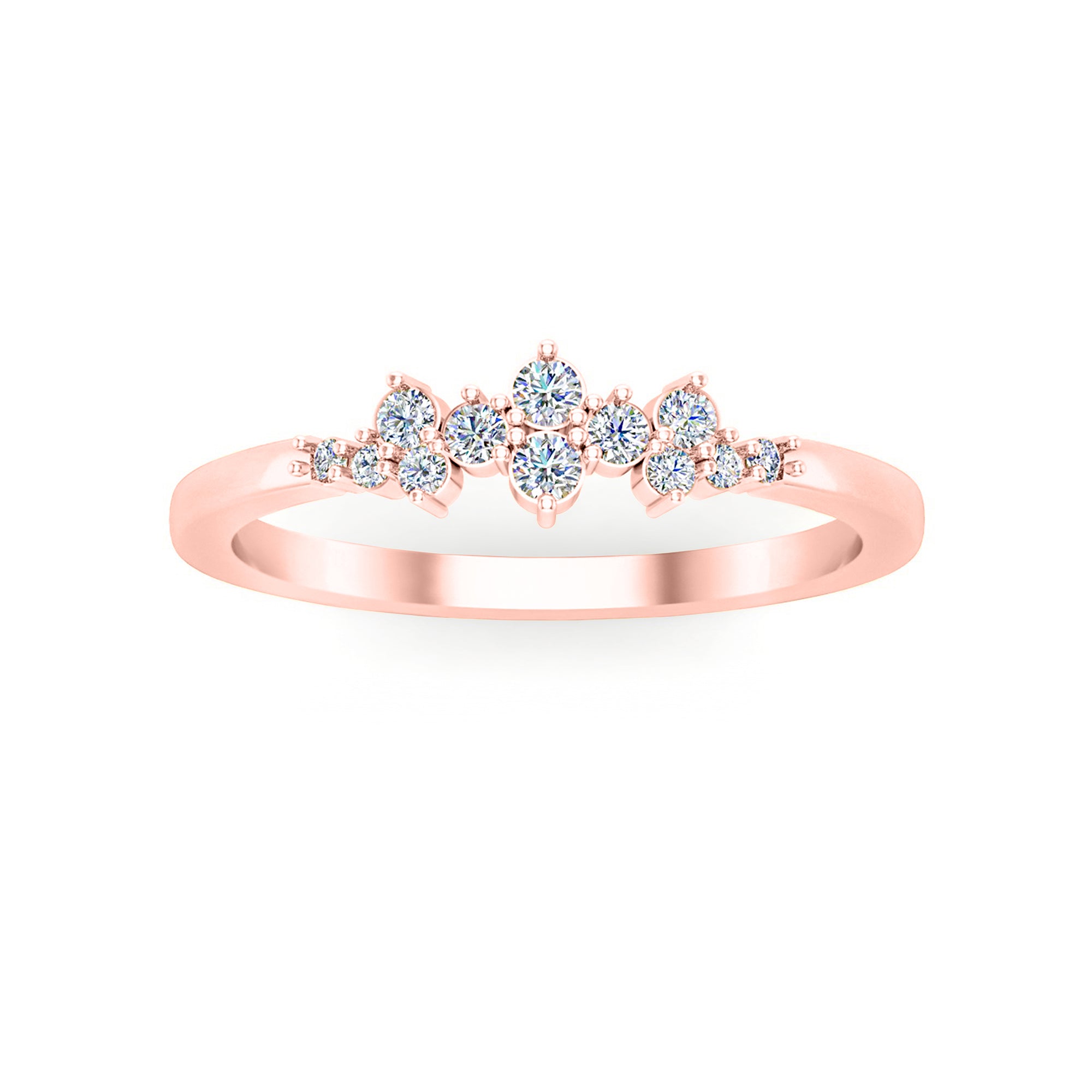 RKC Runder Moissanit-Verlobungsring, 925er-Sterlingsilber, rosé, 14 Karat vergoldet, Versprechensring für Damen, Gewicht 1,60 g, Breite 2 mm