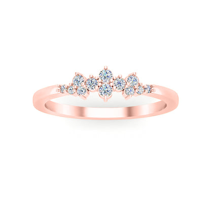 RKC Runder Moissanit-Verlobungsring, 925er-Sterlingsilber, rosé, 14 Karat vergoldet, Versprechensring für Damen, Gewicht 1,60 g, Breite 2 mm