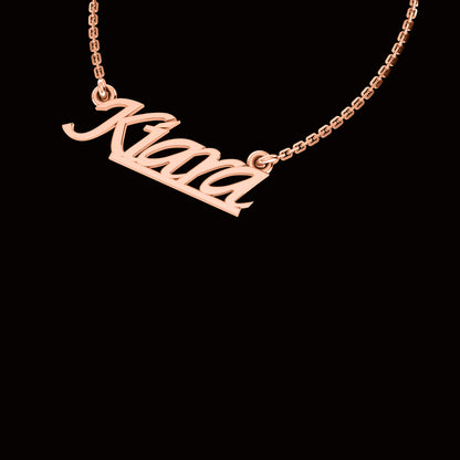 RKC personalisierter Anhänger mit beliebigem Namen, 925er Sterlingsilber, 14 Karat Gelbgold vergoldet, Gewicht 3,50 GM, Höhe 9,40 mm