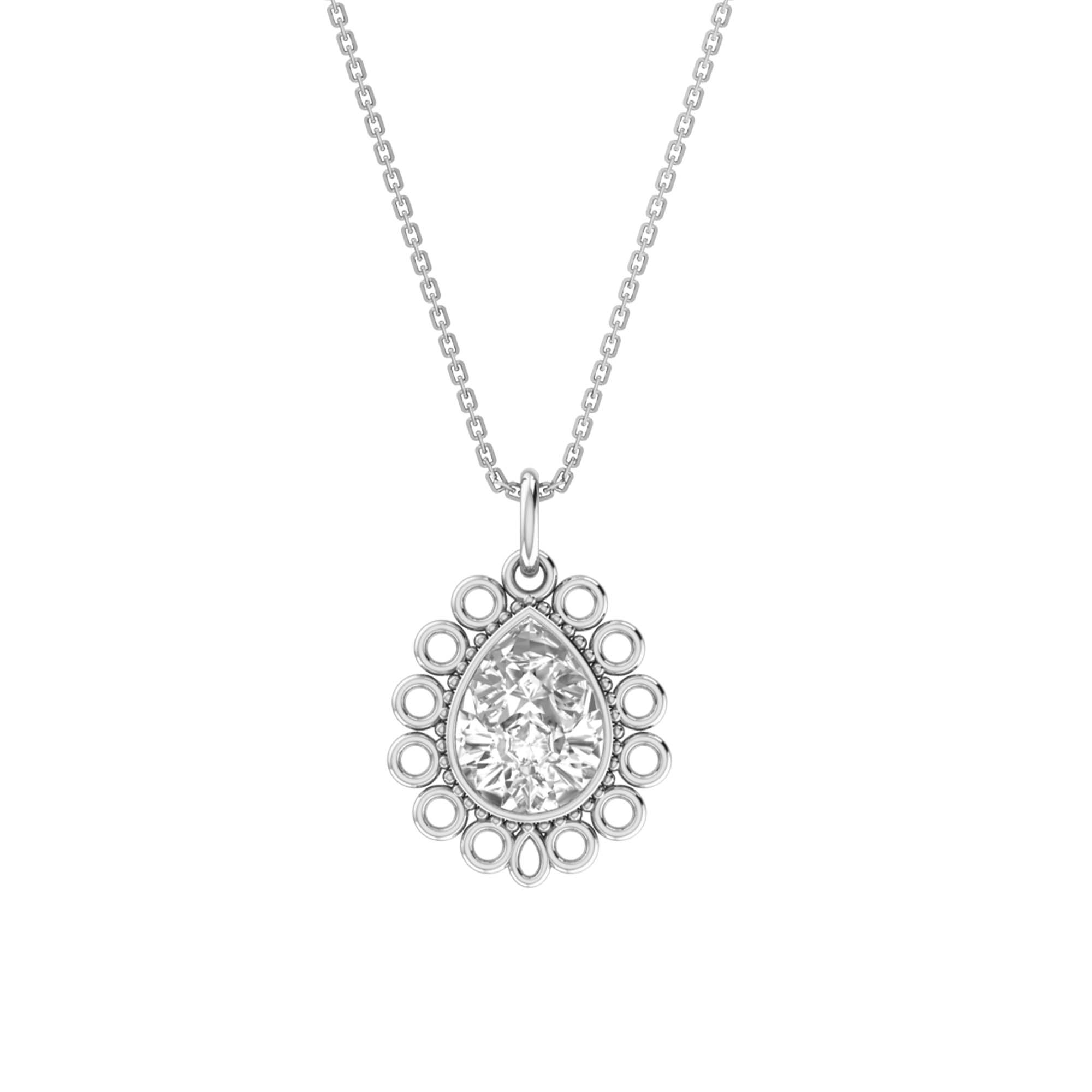 RKC Moissanite/ CZ Golden Pear Shape Pendant with Link Chain 14k Yellow Gold Plated Weight gm