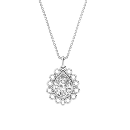 RKC Moissanite/ CZ Golden Pear Shape Pendant with Link Chain 14k Yellow Gold Plated Weight gm