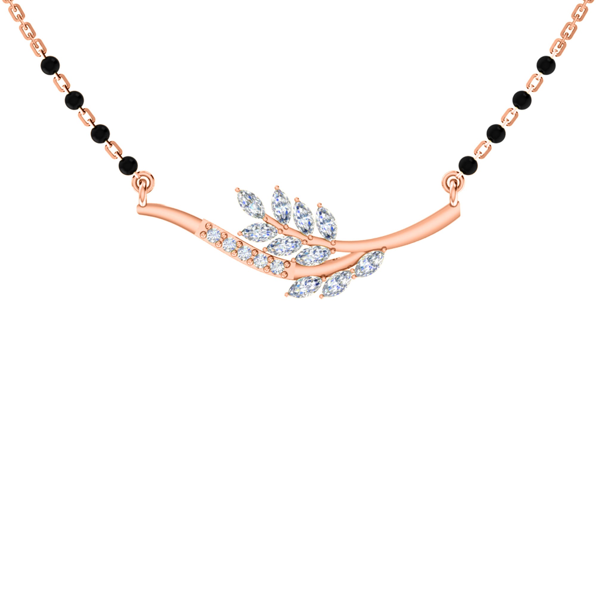 RKC 1 CT Moissanite Women Mangalsutra 925 Silver 14k Rose gold Plated Product Weight 3.80 GM Height 11.50 MM