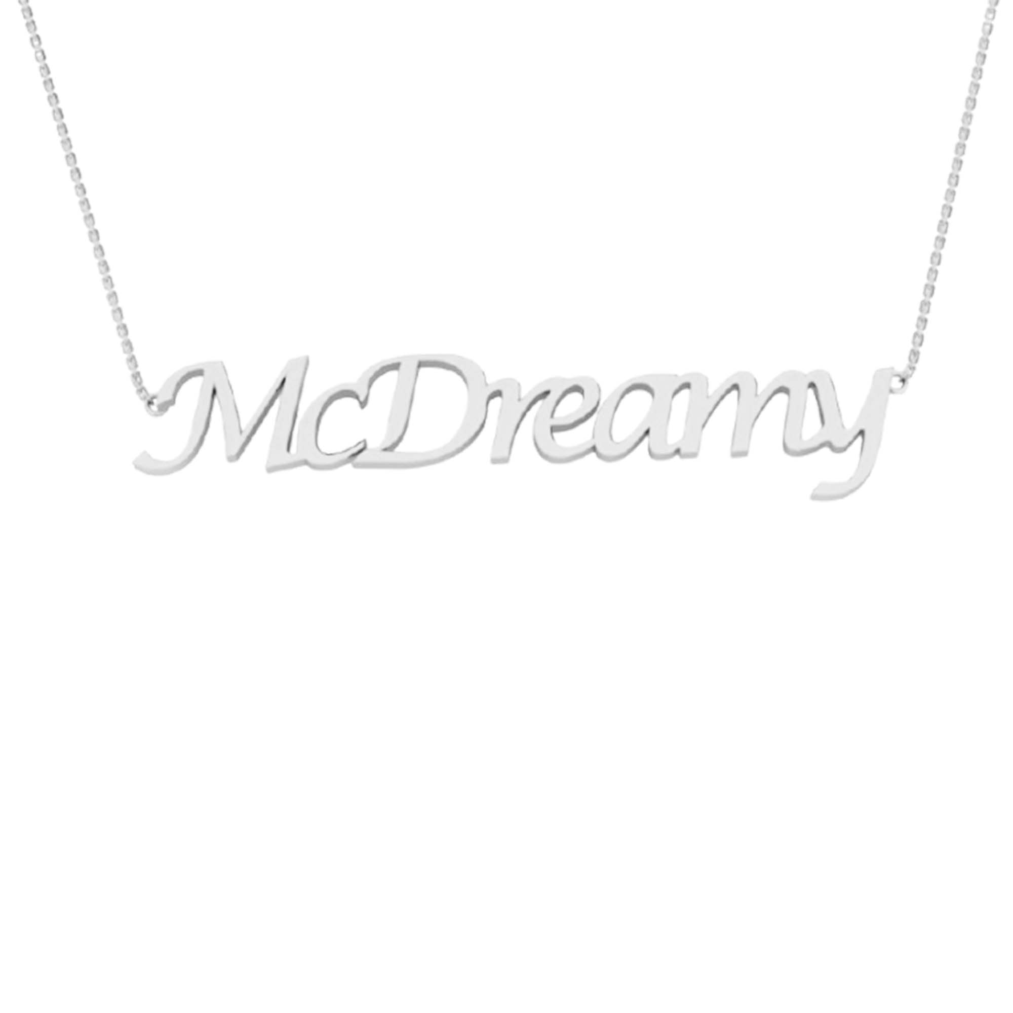 RKC MCDREAMY Name Necklace For Gift 14k Yellow Gold Plated 925 Silver Weight 4.5 gm and Height 14mm