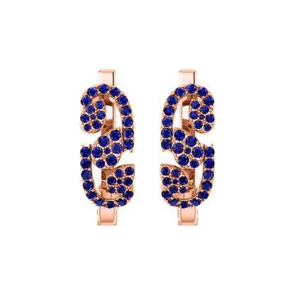 Orecchino da donna Hoops & Huggies in argento sterling RKC 925 con rosa 14k su peso 5,00 g, altezza 20,50 mm