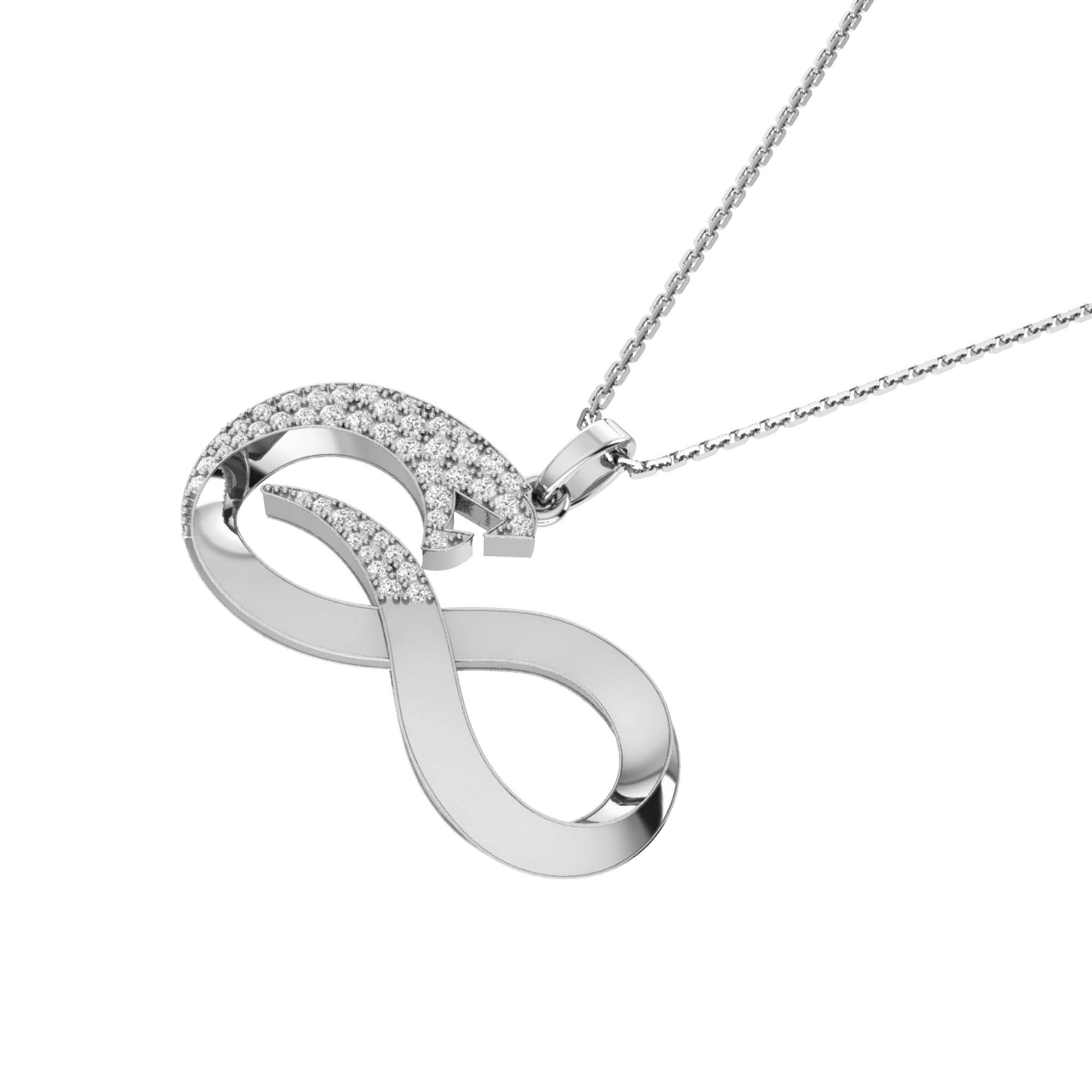 RKC 14k Yellow Gold Plated Infinity Snake Real Moissanite Pendant Necklace 925 Sterling Silver