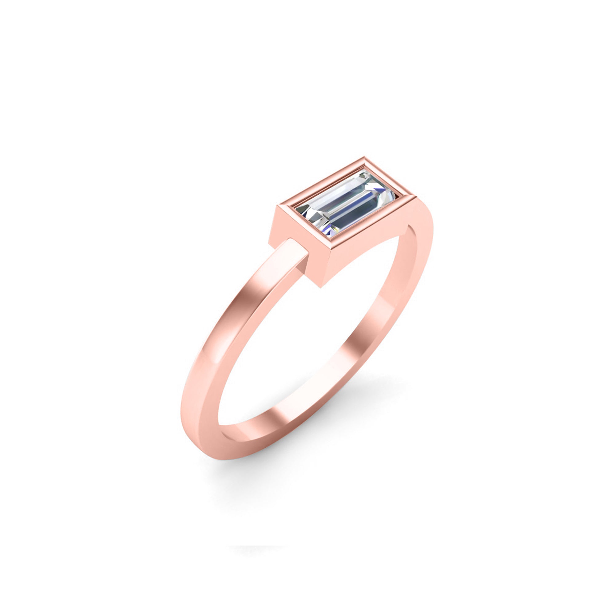 RKC 925 Sterling Silber Baguette-Solitärring für Sie, Gewicht 1,80 g, Breite 1,60 mm