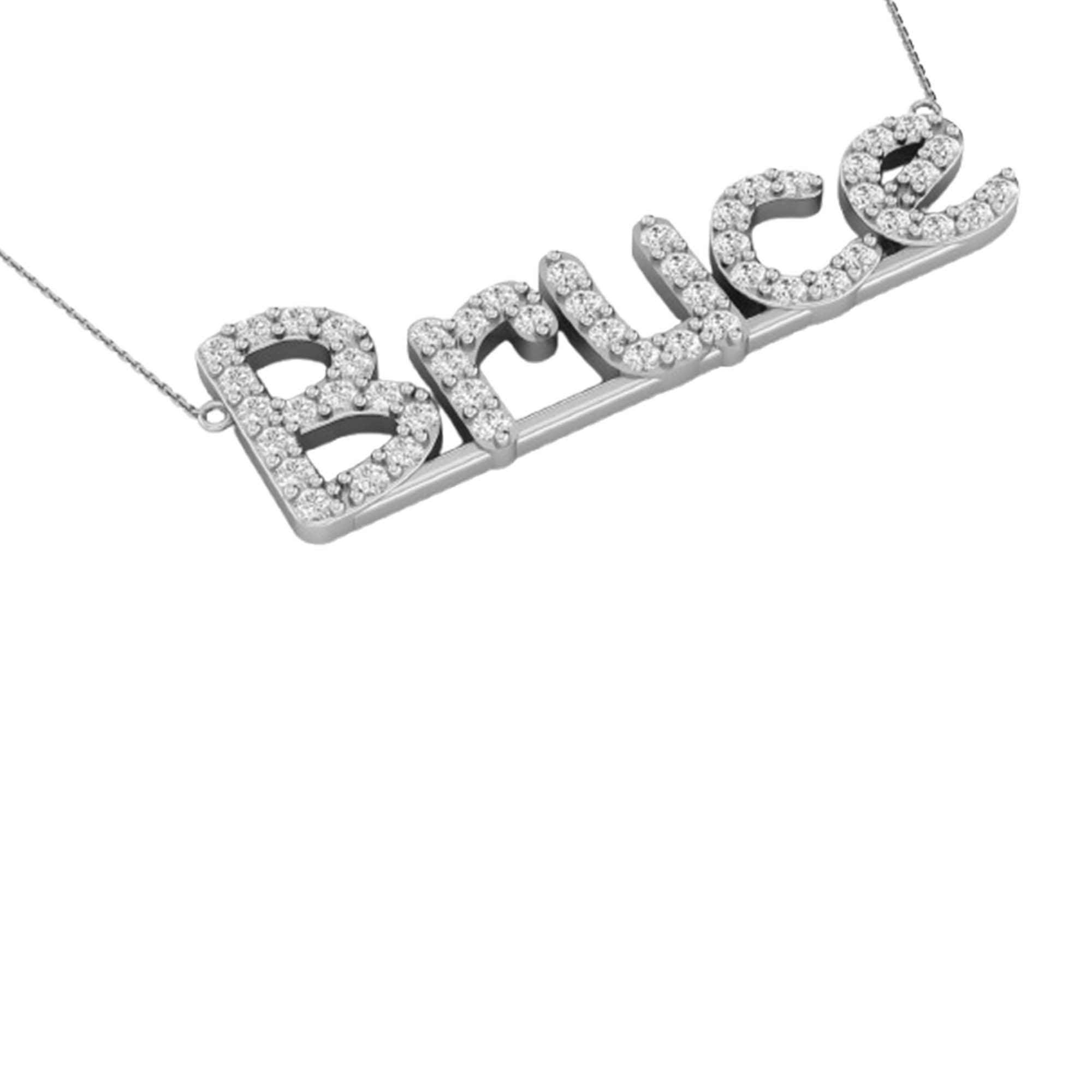 RKC 1 Ct Round Cut Real Moissanite/ Cubic Zirconia Customize Name Pendants 14k Yellow Gold Plated Weight 6 gm