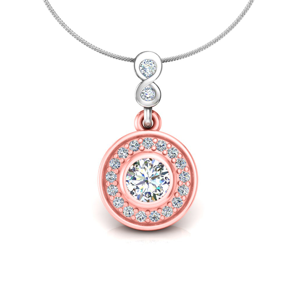 RKC Silver Halo 0,55 CT Moissanit runder Damen-Anhänger, 925er Silber, Gewicht 2,8 g, Höhe 15 mm